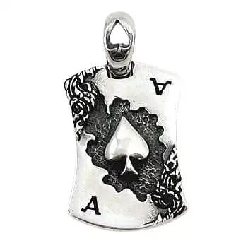 Bikerringshop Sterling Silver Ace Spade Mens Dog Tag Pendant 3 Bikerringshop Sterling Silver Ace Spade Mens Dog Tag Pendant