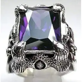 Bikerringshop Sterling Silver Amethyst Dragon Claw Ring 6 Bikerringshop Sterling Silver Amethyst Dragon Claw Ring - Image 4