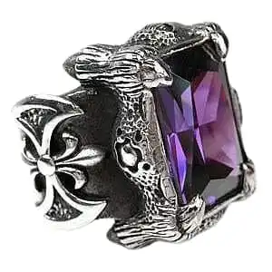 Bikerringshop Sterling Silver Amethyst Dragon Claw Ring 9 Bikerringshop Sterling Silver Amethyst Dragon Claw Ring - Image 7