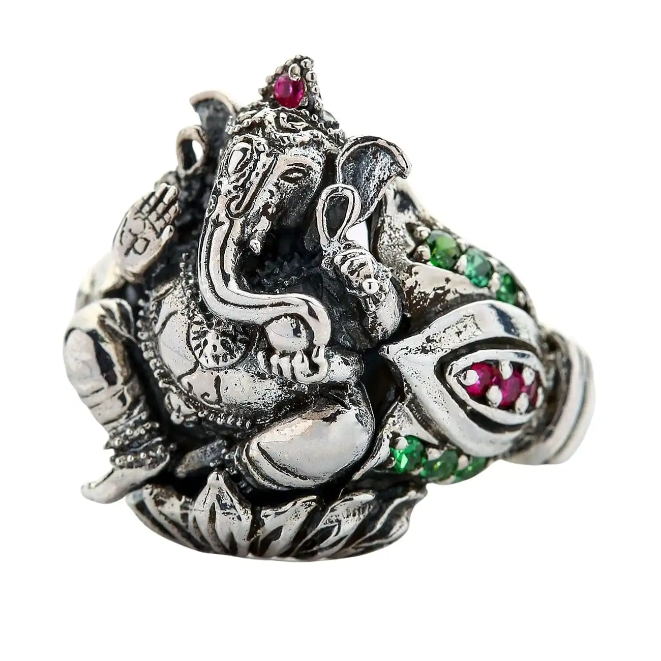 Bikerringshop Sterling Silver Amulet Hindu God Ganesha Ring 3 Bikerringshop Sterling Silver Amulet Hindu God Ganesha Ring