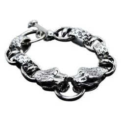 Bikerringshop Sterling Silver Anaconda Snake Men's Bracelet