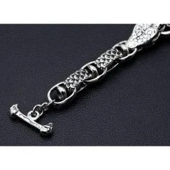 Bikerringshop Sterling Silver Anaconda Snake Men's Bracelet -Outlet Rings Store anaconda snake bracelet 3