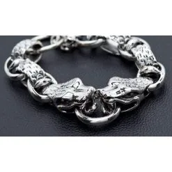 Bikerringshop Sterling Silver Anaconda Snake Men's Bracelet -Outlet Rings Store anaconda snake bracelet 5