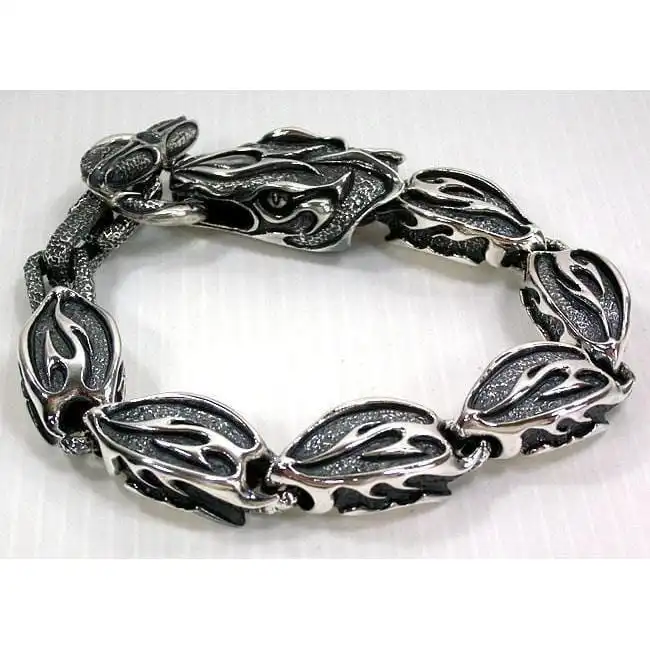 Bikerringshop Anaconda Snake Silver Brass Bracelet 4 Bikerringshop Anaconda Snake Silver Brass Bracelet - Image 2