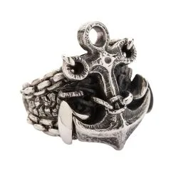 Bikerringshop 925 Sterling Silver Anchor Mens Ring