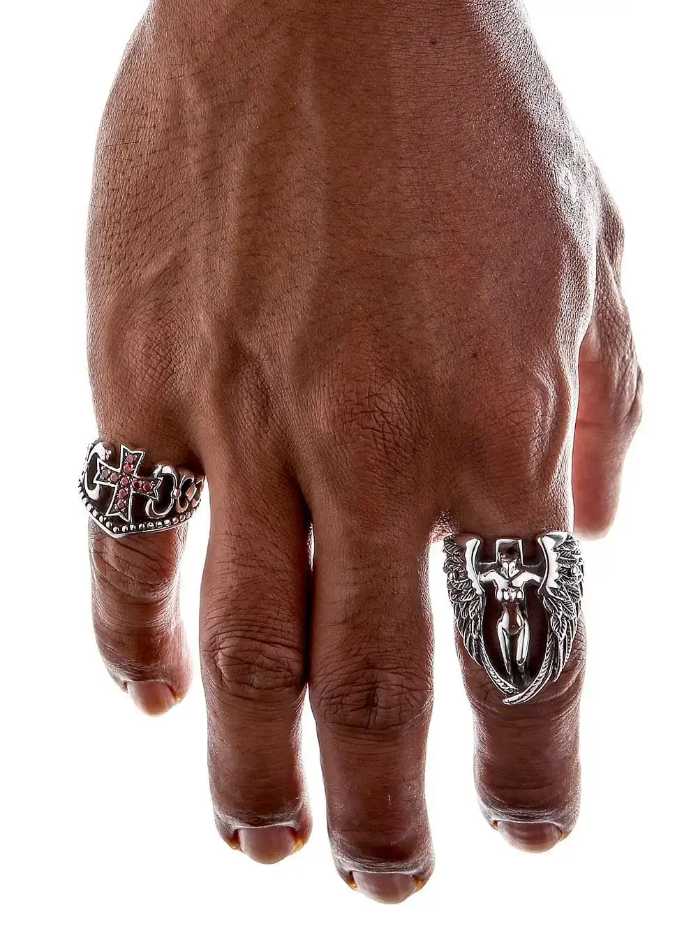 Bikerringshop Sterling Silver Angel Wings Feather Biker Ring 4 Bikerringshop Sterling Silver Angel Wings Feather Biker Ring - Image 2