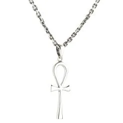 Bikerringshop Silver Ankh Pendant Necklace