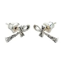Bikerringshop Sterling Silver Ankh Stud Earrings
