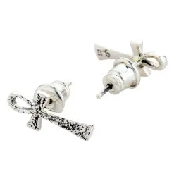 Bikerringshop Sterling Silver Ankh Stud Earrings -Outlet Rings Store ankh stud earrings 4