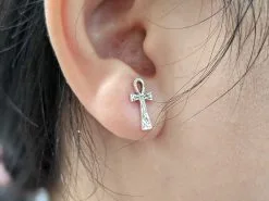 Bikerringshop Sterling Silver Ankh Stud Earrings -Outlet Rings Store ankh stud earrings 9
