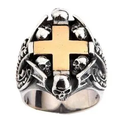 Bikerringshop Sterling Silver Yellow Gold Cross Heart Gothic Ring 13 Bikerringshop Sterling Silver Yellow Gold Cross Heart Gothic Ring -Outlet Rings Store b06bfa35 1934 48f8 8045 a635646f1833 HWR8ME
