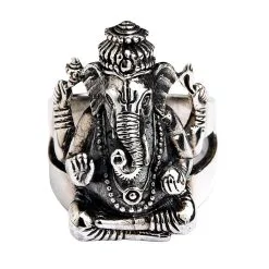 Bikerringshop 925 Sterling Silver Ganesh Ring