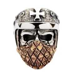 Bikerringshop Sterling Silver Bandana Biker Skull Ring