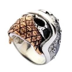 Bikerringshop Sterling Silver Bandana Biker Skull Ring -Outlet Rings Store bandana biker skull ring 9