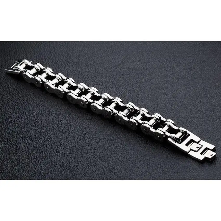 Bikerringshop Sterling Silver Big Bike Chain Bracelet 4 Bikerringshop Sterling Silver Big Bike Chain Bracelet - Image 2