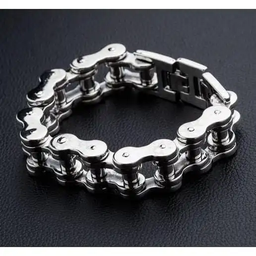 Bikerringshop Sterling Silver Big Bike Chain Bracelet 6 Bikerringshop Sterling Silver Big Bike Chain Bracelet - Image 4