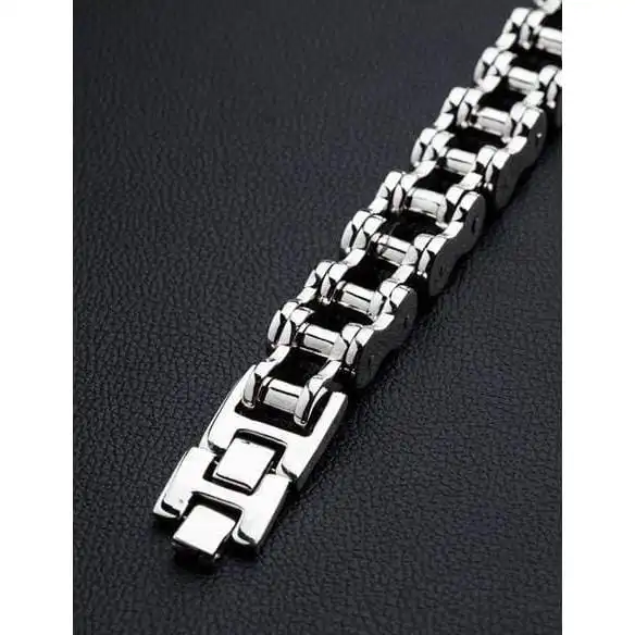 Bikerringshop Sterling Silver Big Bike Chain Bracelet 9 Bikerringshop Sterling Silver Big Bike Chain Bracelet - Image 7
