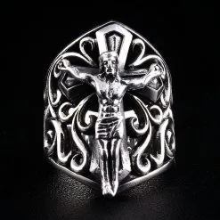 Bikerringshop Sterling Silver Big Jesus Ring