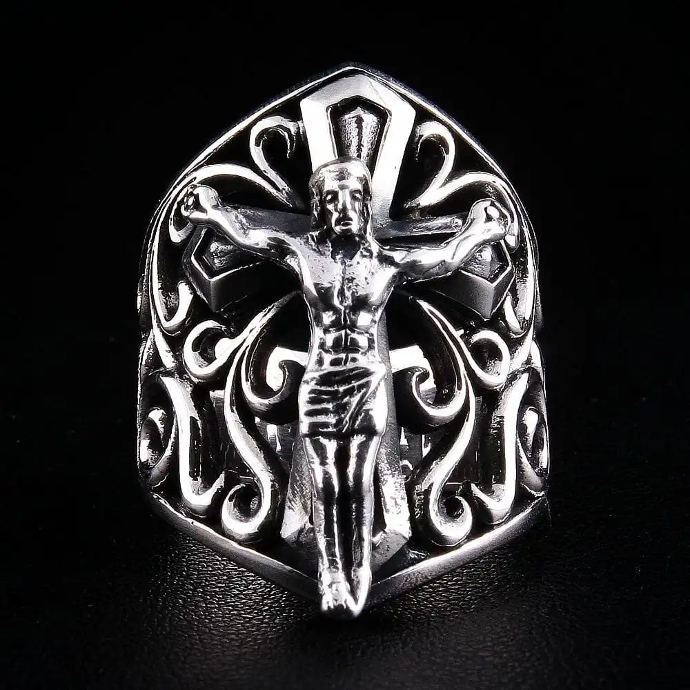 Bikerringshop Sterling Silver Big Jesus Ring 3 Bikerringshop Sterling Silver Big Jesus Ring