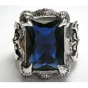 Bikerringshop Sterling Silver Big Sapphire Mens Rings 4 Bikerringshop Sterling Silver Big Sapphire Mens Rings - Image 2