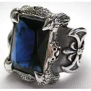 Bikerringshop Sterling Silver Big Sapphire Mens Rings 5 Bikerringshop Sterling Silver Big Sapphire Mens Rings - Image 3