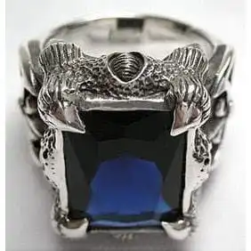 Bikerringshop Sterling Silver Big Sapphire Mens Rings 6 Bikerringshop Sterling Silver Big Sapphire Mens Rings - Image 4