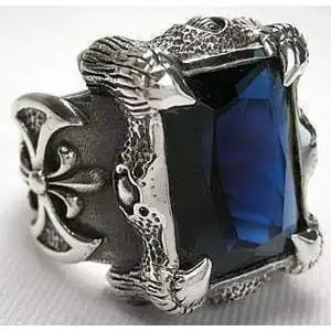 Bikerringshop Sterling Silver Big Sapphire Mens Rings 8 Bikerringshop Sterling Silver Big Sapphire Mens Rings - Image 6