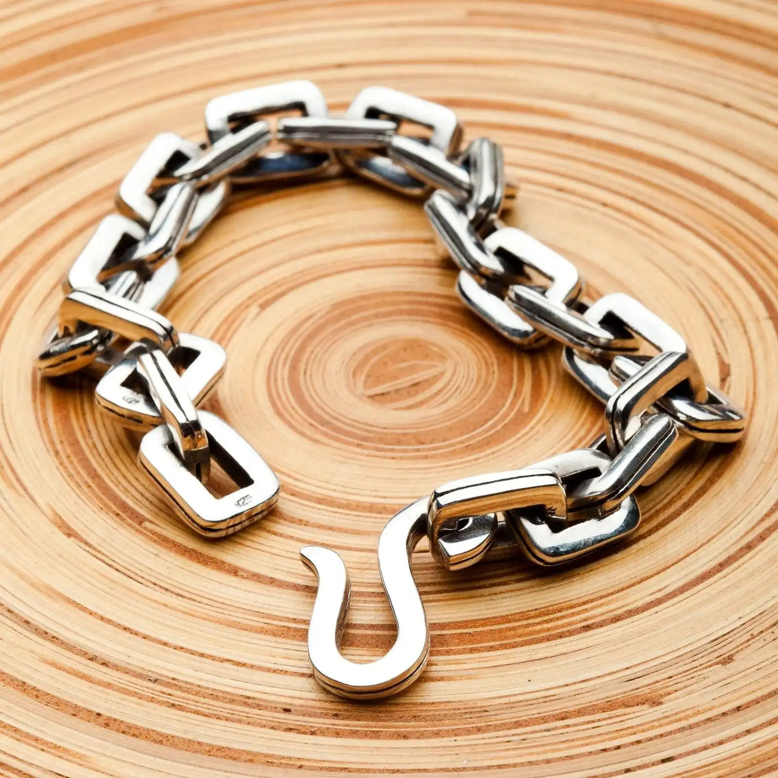Bikerringshop Sterling Silver Bike Chain Mens Bracelet 5 Bikerringshop Sterling Silver Bike Chain Mens Bracelet - Image 3