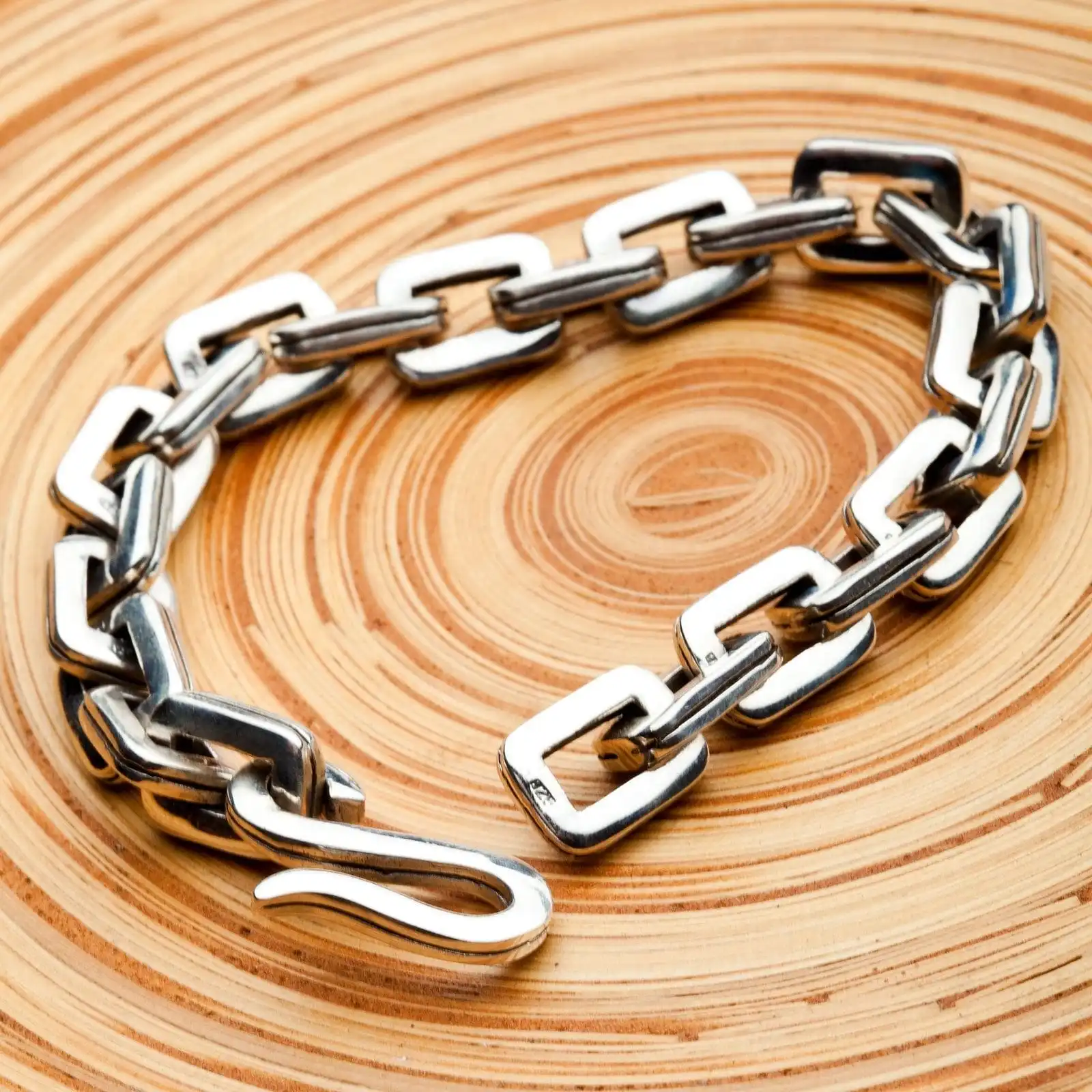 Bikerringshop Sterling Silver Bike Chain Mens Bracelet 4 Bikerringshop Sterling Silver Bike Chain Mens Bracelet - Image 2