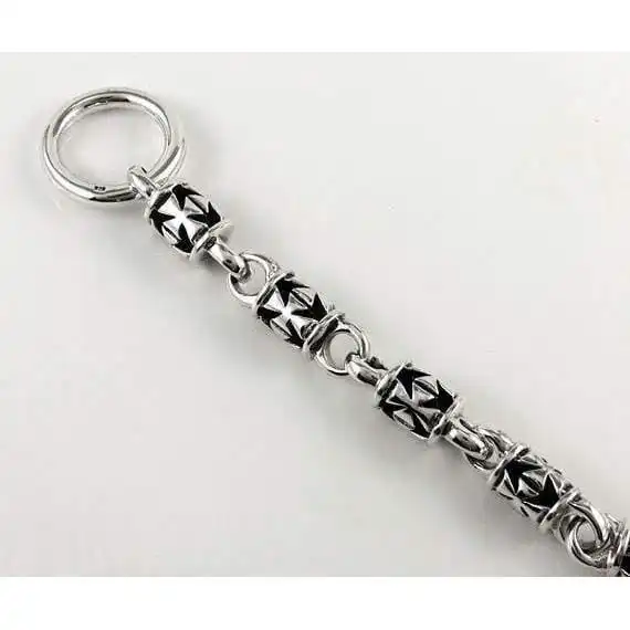 Bikerringshop Iron Cross Sterling Silver Mens Chain Bracelet 6 Bikerringshop Iron Cross Sterling Silver Mens Chain Bracelet - Image 4