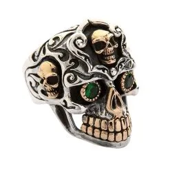 Bikerringshop Sterling Silver Biker Mexican Skull Ring -Outlet Rings Store biker mexican sugar skull ring 6