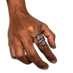 Bikerringshop Sterling Silver Black Forehead Blink Skull Ring 15 Bikerringshop Sterling Silver Black Forehead Blink Skull Ring -Outlet Rings Store black forehead sparkling skull ring 12