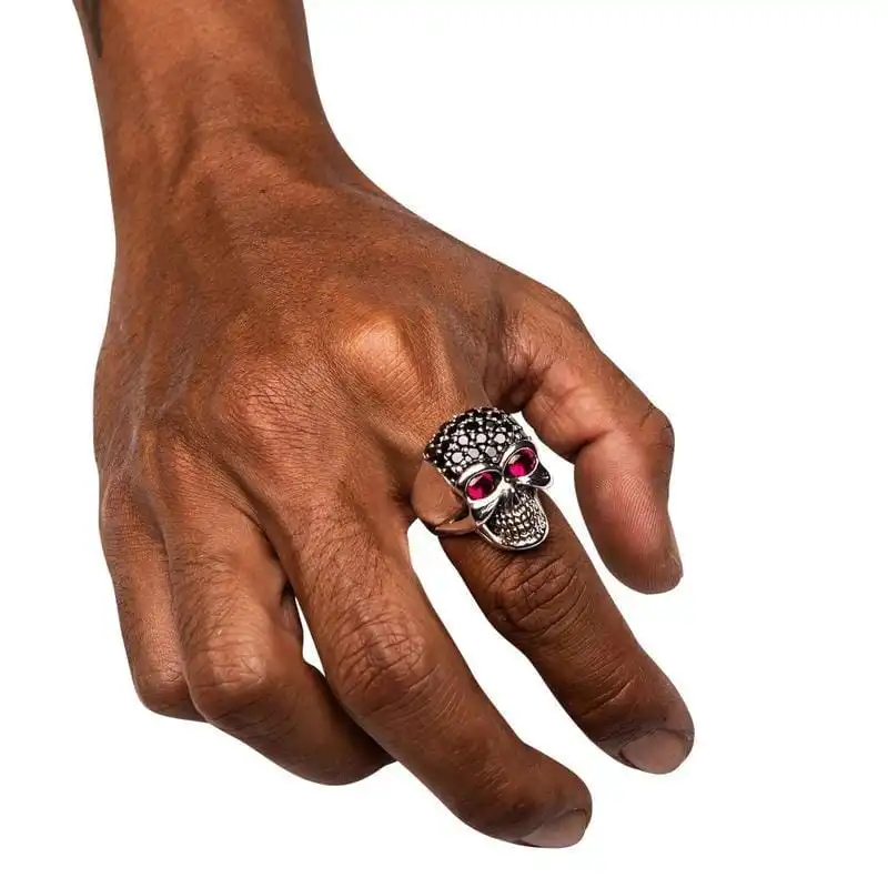 Bikerringshop Sterling Silver Black Forehead Blink Skull Ring 6 Bikerringshop Sterling Silver Black Forehead Blink Skull Ring - Image 4