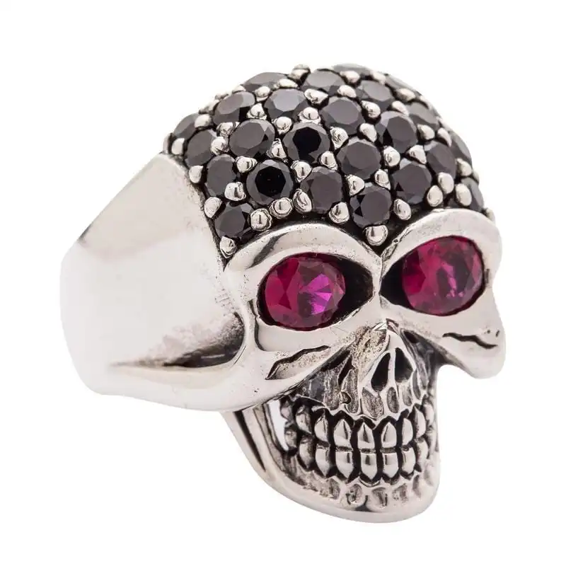 Bikerringshop Sterling Silver Black Forehead Blink Skull Ring 5 Bikerringshop Sterling Silver Black Forehead Blink Skull Ring - Image 3