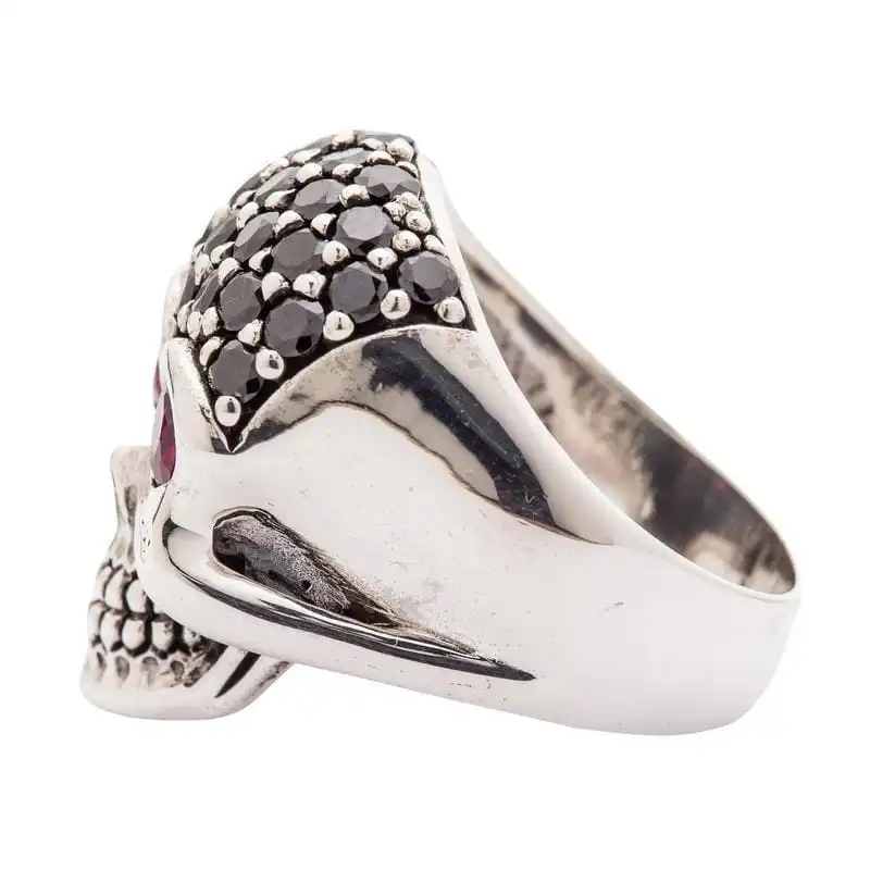Bikerringshop Sterling Silver Black Forehead Blink Skull Ring 7 Bikerringshop Sterling Silver Black Forehead Blink Skull Ring - Image 5