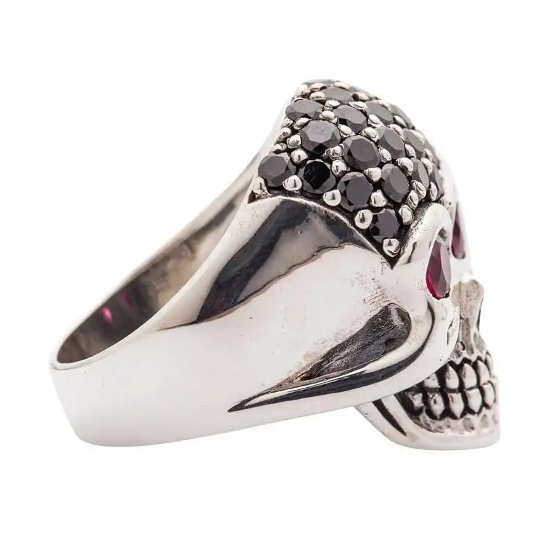 Bikerringshop Sterling Silver Black Forehead Blink Skull Ring 9 Bikerringshop Sterling Silver Black Forehead Blink Skull Ring - Image 7
