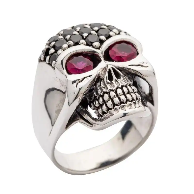 Bikerringshop Sterling Silver Black Forehead Blink Skull Ring 8 Bikerringshop Sterling Silver Black Forehead Blink Skull Ring - Image 6