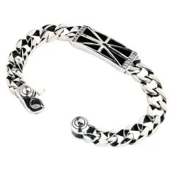 Bikerringshop Sterling Silver Black ID Mens Bracelet -Outlet Rings Store black id mens bracelet 4