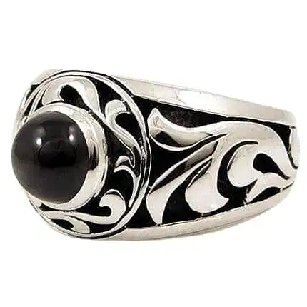 Bikerringshop Sterling Silver Black Onyx Mens Ring 4 Bikerringshop Sterling Silver Black Onyx Mens Ring - Image 2