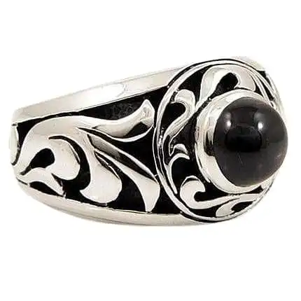 Bikerringshop Sterling Silver Black Onyx Mens Ring 5 Bikerringshop Sterling Silver Black Onyx Mens Ring - Image 3