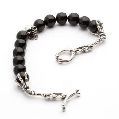 Bikerringshop Black Onyx Skull Silver Bracelet -Outlet Rings Store black onyx skull silver bracelet 11