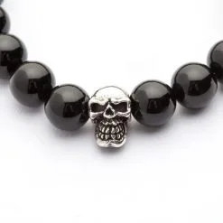Bikerringshop Black Onyx Skull Silver Bracelet -Outlet Rings Store black onyx skull silver bracelet 4