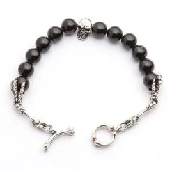 Bikerringshop Black Onyx Skull Silver Bracelet -Outlet Rings Store black onyx skull silver bracelet 9