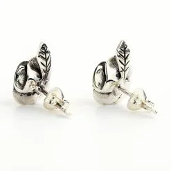 Bikerringshop Sterling Silver Black Rose Earrings -Outlet Rings Store black rose earrings 3