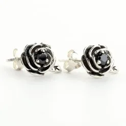 Bikerringshop Sterling Silver Black Rose Earrings -Outlet Rings Store black rose earrings 6
