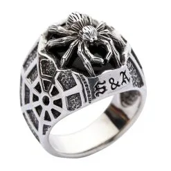 Bikerringshop Sterling Silver Medium Black Spider Ring -Outlet Rings Store black spider ring 10