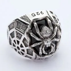 Bikerringshop Sterling Silver Medium Black Spider Ring -Outlet Rings Store black spider ring 2