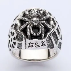 Bikerringshop Sterling Silver Medium Black Spider Ring -Outlet Rings Store black spider ring 6