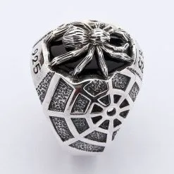 Bikerringshop Sterling Silver Medium Black Spider Ring -Outlet Rings Store black spider ring 7