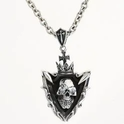 Bikerringshop Sterling Silver Diamond Blade Skull Pendant -Outlet Rings Store blade skull necklace